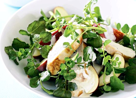 Basic chicken salad recipe with watercress