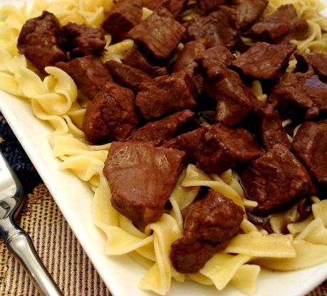 Beef tips and gravy recipe over noodles