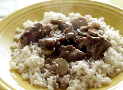 Beef tips with rice recipe