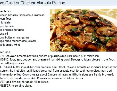 Best chicken marsala recipe olive garden