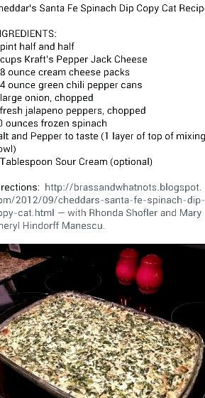 Cheddar s restaurant spinach dip recipe
