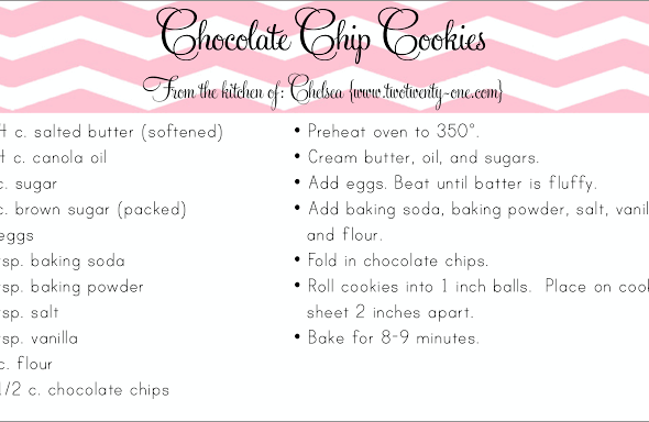 Chocolate chip cookie recipe printable pages
