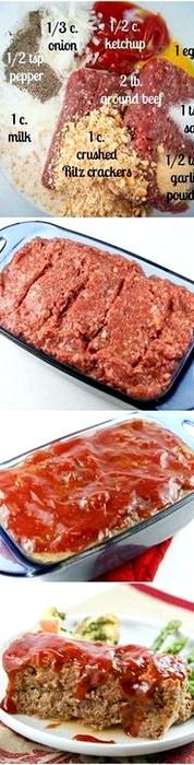 Easy meatloaf recipe with crackers and tomato sauce