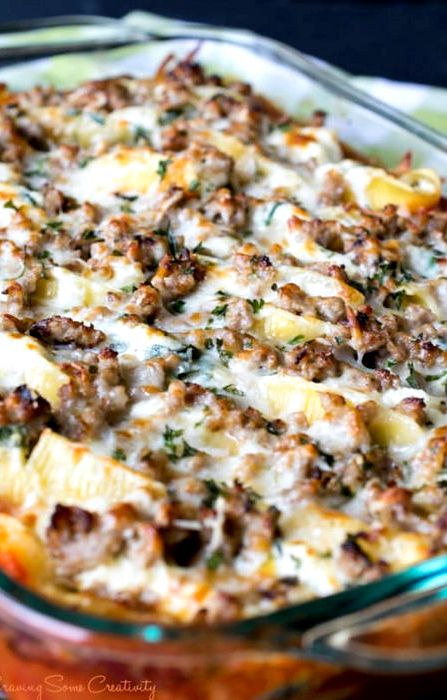 Easy stuffed shells recipe with sausage