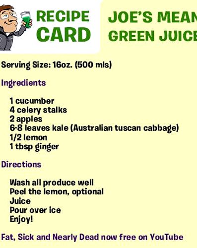 Fat sick and nearly dead diet mean green recipe