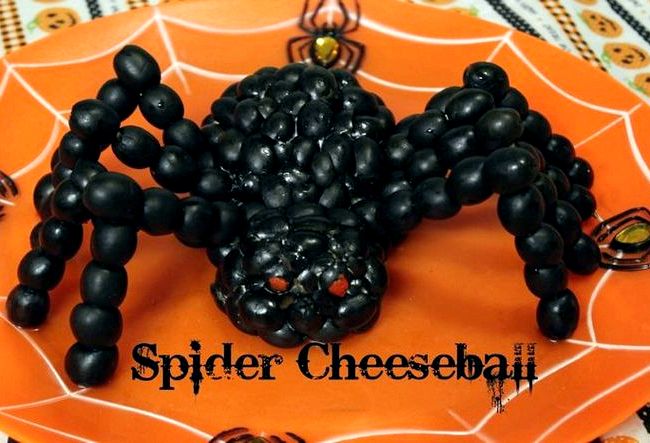 Halloween spider cheese ball recipe olives