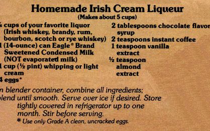 Homemade irish cream liqueur recipe