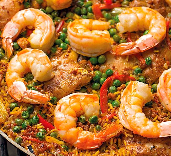 Paella chicken sausage shrimp recipe