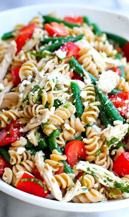 Pasta salad with green beans and feta recipe