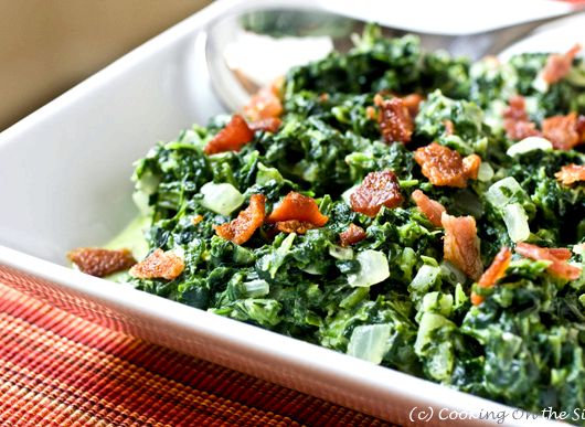 Recipe for cooked spinach with bacon
