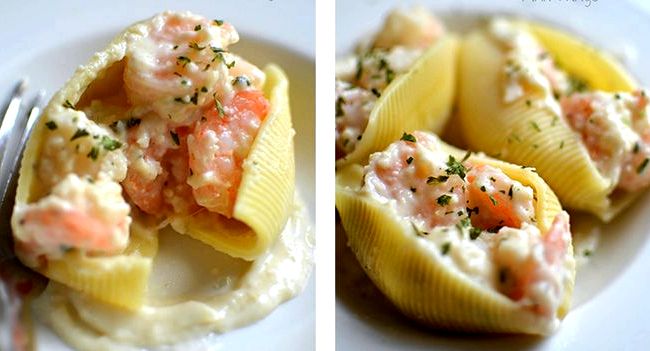 Recipe for pasta shells stuffed with seafood