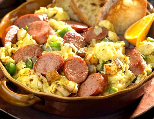 Scrambled eggs with sausage recipe