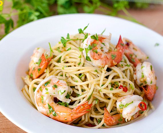 Spaghetti aglio olio with shrimp recipe