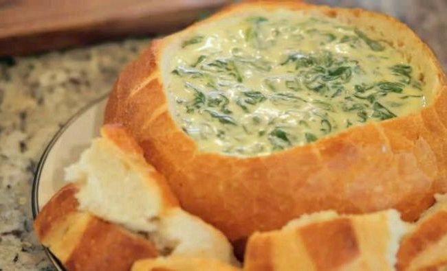 Spinach cheese dip bread bowl recipe