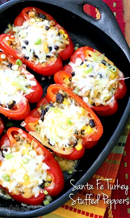 Stuffed peppers recipe with ground turkey and rice