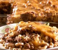 Baked macaroni and cheese with meat recipe