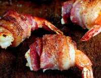 Camarones con queso crema y tocino recipe
