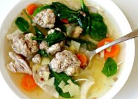 Chicken and egg soup with little veal meatballs recipe