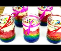 Cookies cupcakes and cardio rainbow cake in a jar recipe