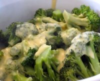 Fresh steamed broccoli with cheese sauce recipe