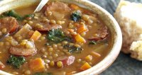 Hot dog lentil soup recipe