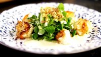 Lauw slaatje met scampi recipe