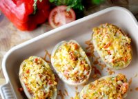 Patatas rellenas al horno con bechamel recipe