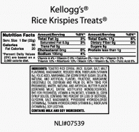Rice krispie treat recipe nutrition facts