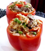 Stuffed pepper with beef and rice recipe