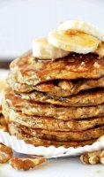 Vegan oat banana walnut pancakes recipe