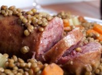 Venison sausage and puy lentil casserole recipe