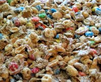 White trash recipe chex with m&ms