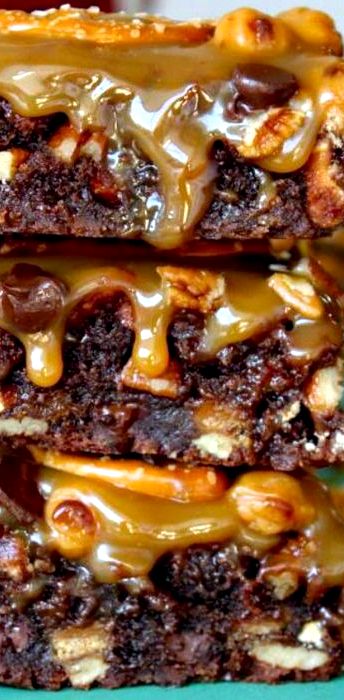 Touchdown brownies with pretzels recipe