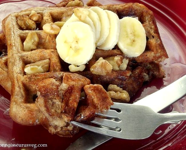 Vegan banana walnut waffle recipe