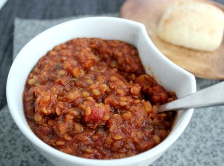 Vegan red lentil chili recipe