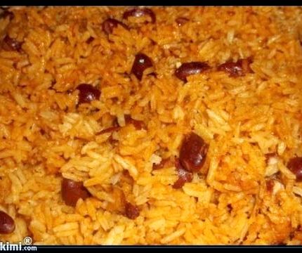 Yellow rice with red kidney beans recipe